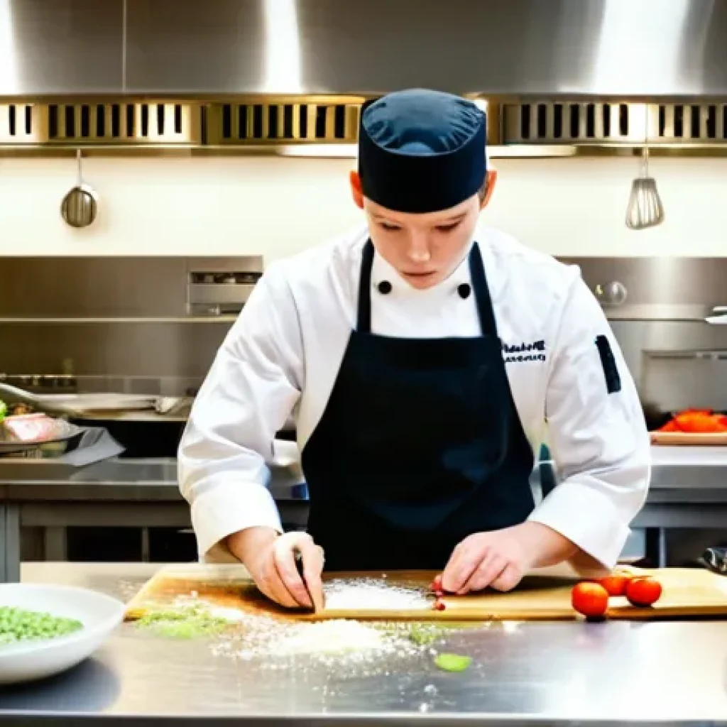 조리사 시험 실기에서 가장 많이 하는 실수 - **"A split image depicting two culinary workstations in a bustling, brightly lit professional kitche...